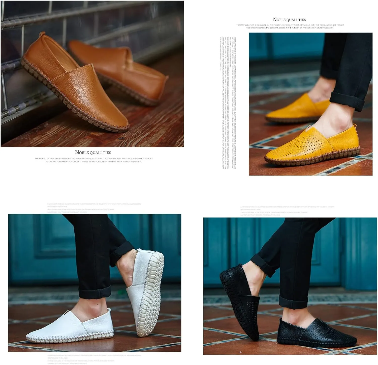 Men's Leather Slip On Soft Business Driving Shoes, Flat Slip On Lightweight Casual Boat Shoes, Business Casual Leather Shoes.