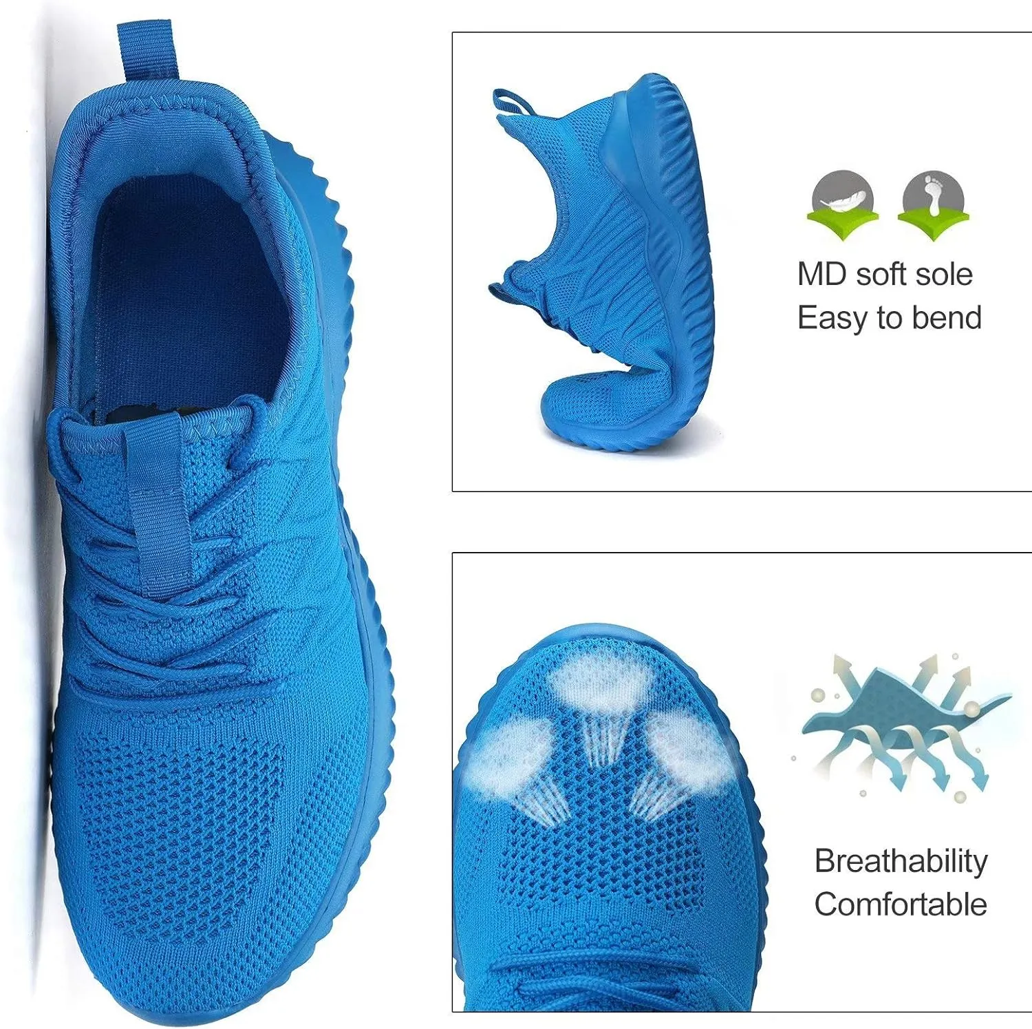 Mens Running Shoes Slip-on Walking Sneakers Lightweight Breathable Casual Soft Sole Trainers