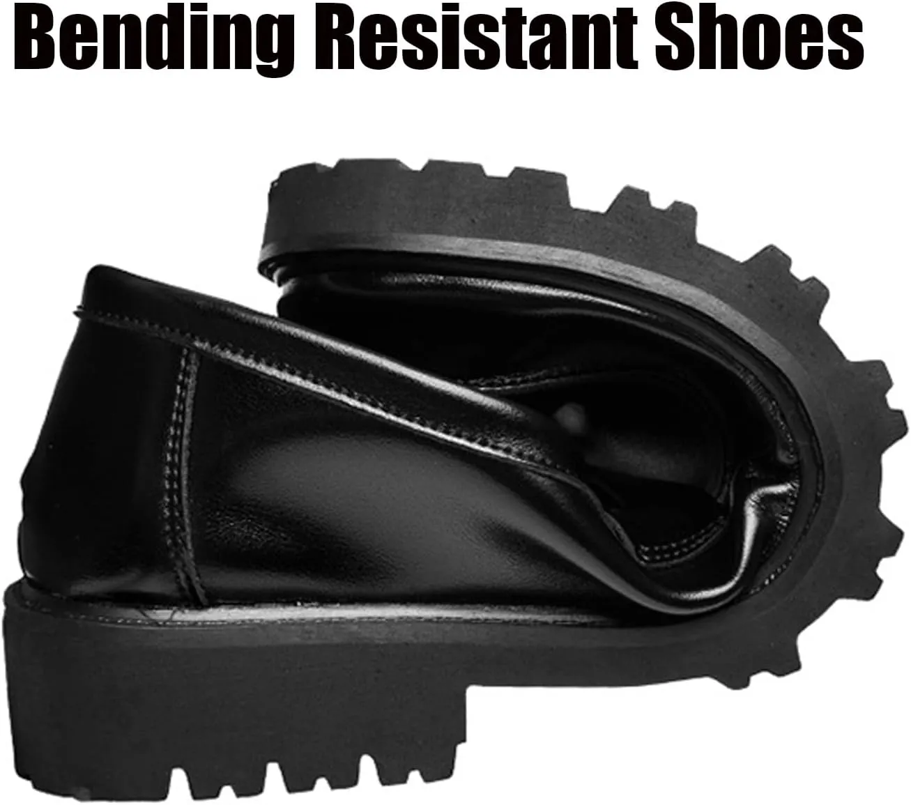 Men's Slip on Lug Sole Casual Loafers,Fashion Round Toe Platform Anti-Slip Comfort Dress Shoes Retro Business Formal Leather Penny Loafers for Men