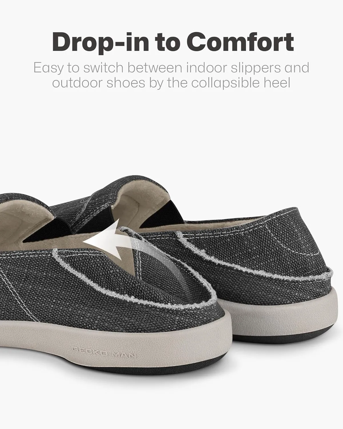 Mens Slip On Shoes, Canvas Loafers with Arch Support, Orthopedic Casual Sneakers for Plantar Fasciitis, Indoor & Outdoor Walking Slippers Shoes for Pain Relief