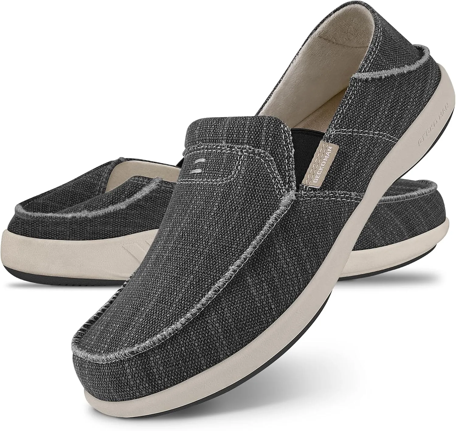 Mens Slip On Shoes, Canvas Loafers with Arch Support, Orthopedic Casual Sneakers for Plantar Fasciitis, Indoor & Outdoor Walking Slippers Shoes for Pain Relief