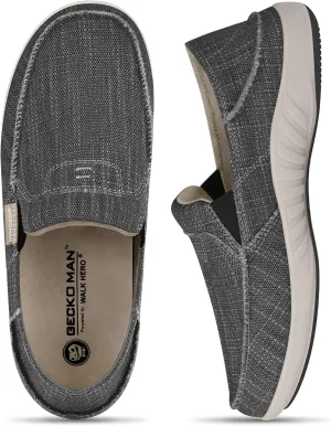 Mens Slip On Shoes, Canvas Loafers with Arch Support, Orthopedic Casual Sneakers for Plantar Fasciitis, Indoor & Outdoor Walking Slippers Shoes for Pain Relief