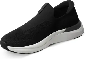 Mens Slip On Walking Shoes Running Tennis Shoes for Athletic Workout Gym Casual Non Slip Training Sneakers Breathable Knit Upper Indoor Outdoor