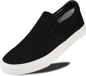 Men's Sneakers Classic Low Top Slip On Shoes Wide Canvas Skate Loafers Sneakers with Soft Insole Causal Dress Shoes for Men Comfortable Walking Shoes Slip on Sneakers for Men