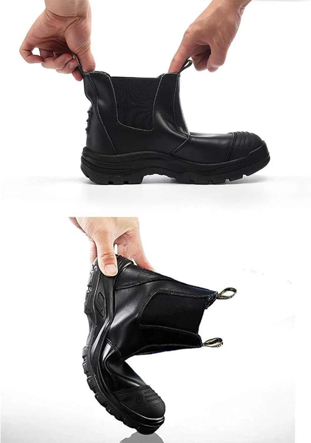 Men's Work Boots Steel Toe Soft Toe Waterproof Slip On Anti-Puncture Slip Resistant Safety Working Boots
