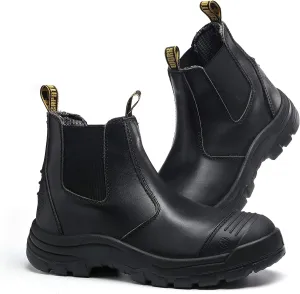 Men's Work Boots Steel Toe Soft Toe Waterproof Slip On Anti-Puncture Slip Resistant Safety Working Boots