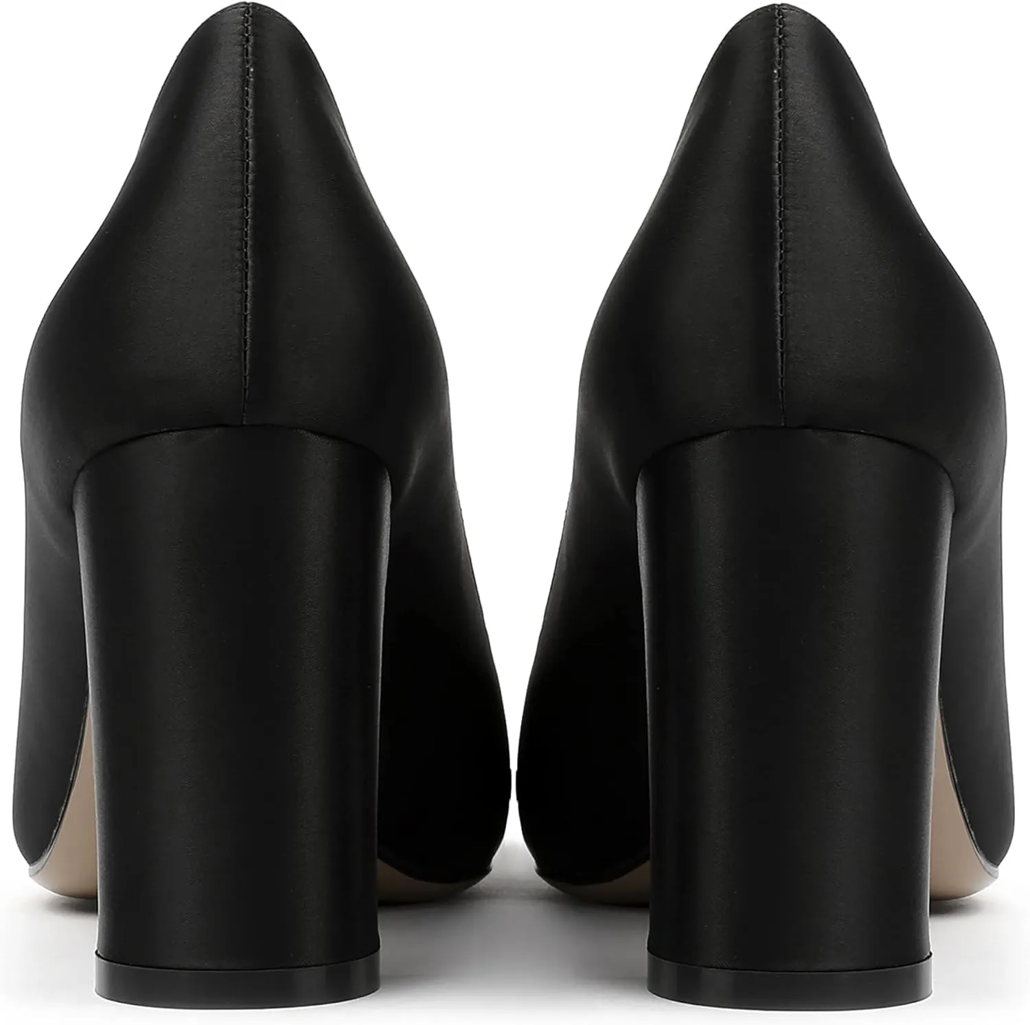 MERRORI Women's Dress Satin Pointed Toe Slip On Elegant Evening Chunky High Heel Pumps Shoes 3.3 Inch