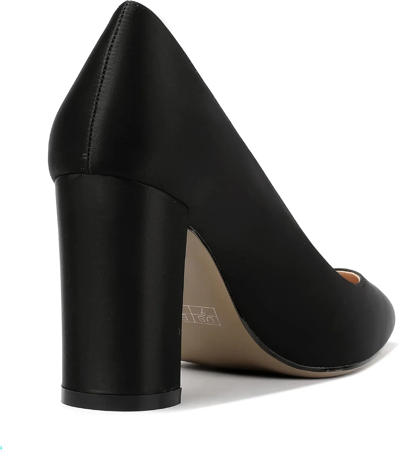 MERRORI Women's Dress Satin Pointed Toe Slip On Elegant Evening Chunky High Heel Pumps Shoes 3.3 Inch