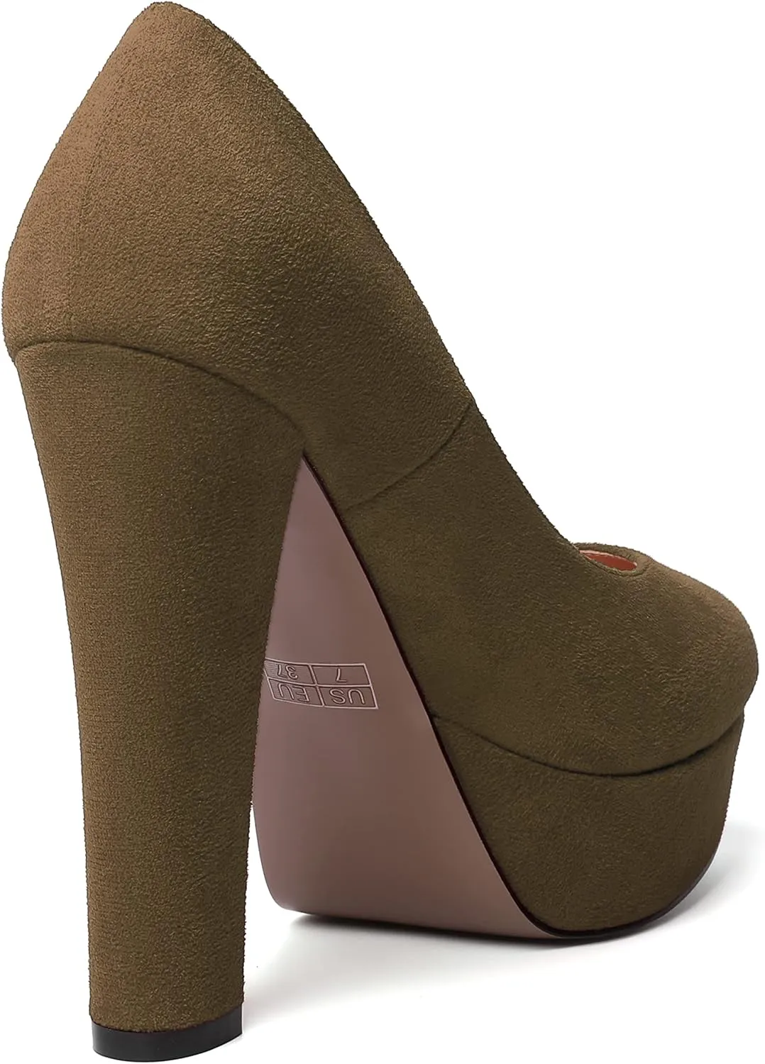 MERRORI Womens Round Toe Platform Party Suede Slip On Sexy Solid Chunky Super Super High Heel Pumps Shoes 5 Inch