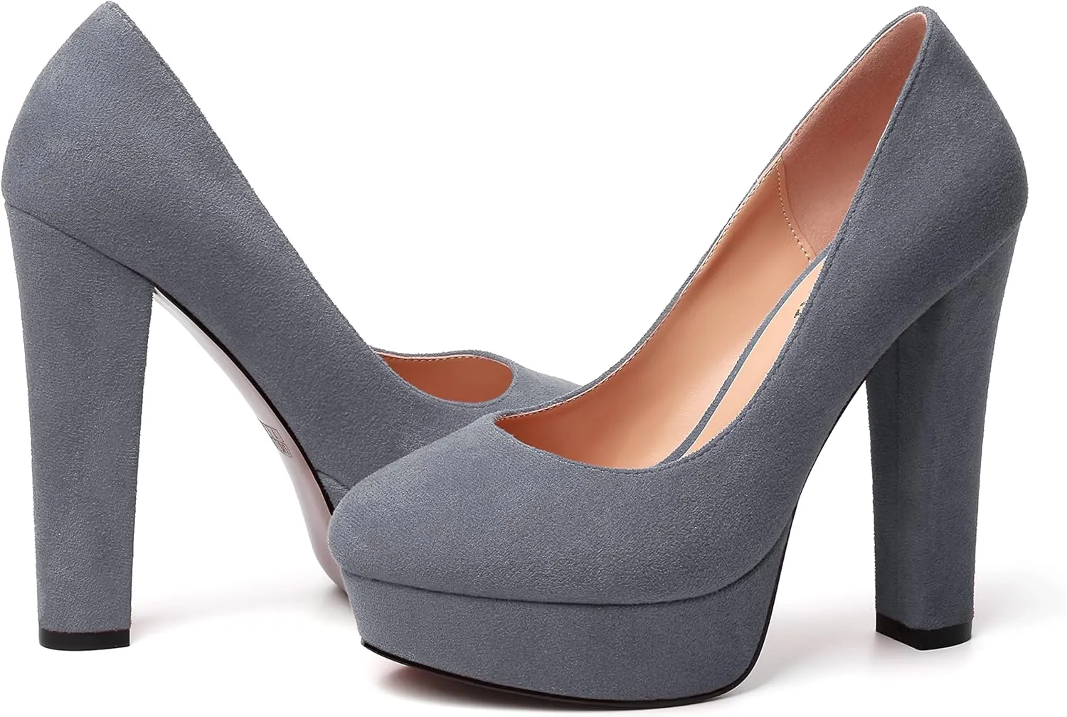 MERRORI Womens Round Toe Platform Party Suede Slip On Sexy Solid Chunky Super Super High Heel Pumps Shoes 5 Inch