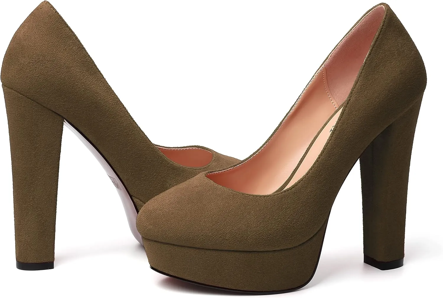 MERRORI Womens Round Toe Platform Party Suede Slip On Sexy Solid Chunky Super Super High Heel Pumps Shoes 5 Inch