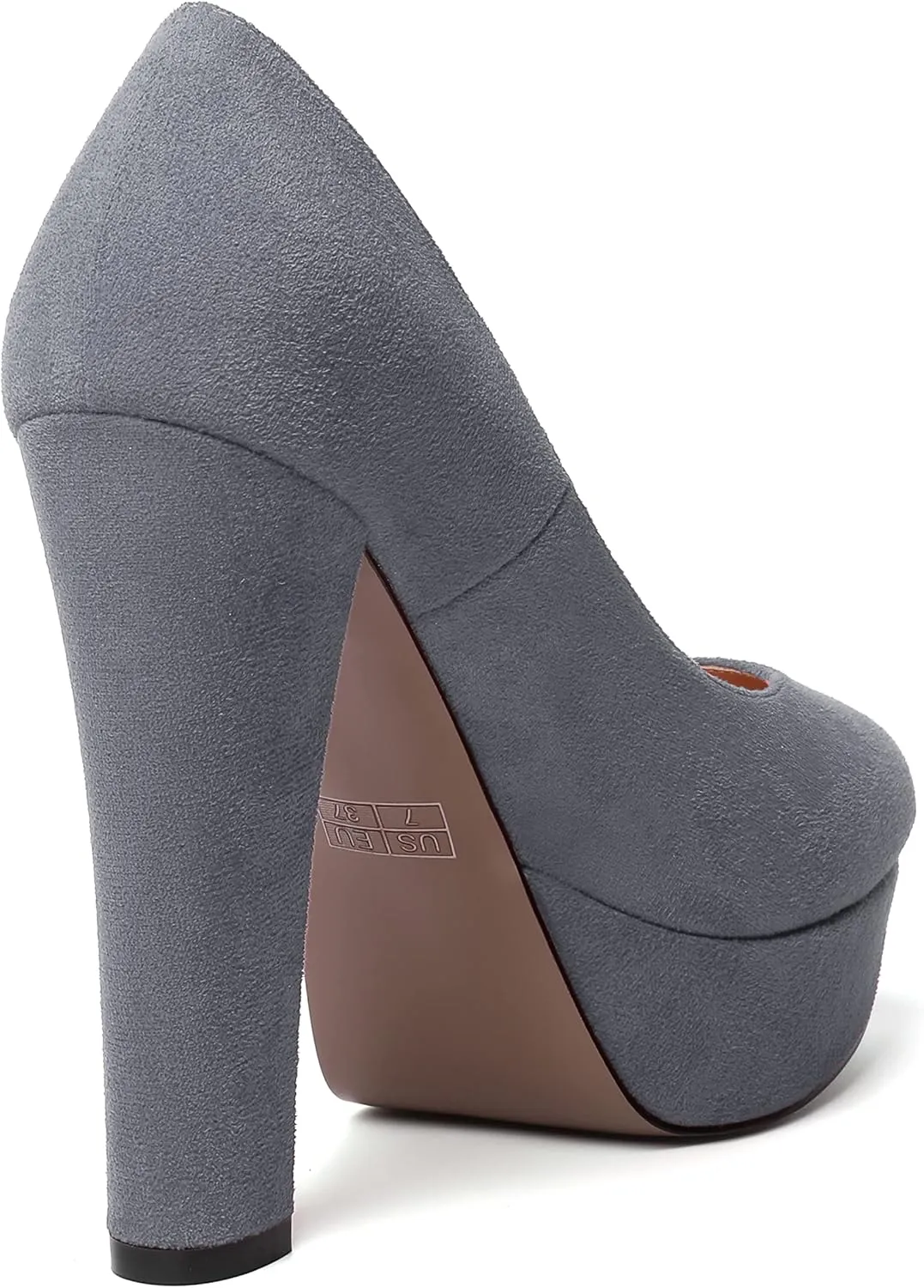 MERRORI Womens Round Toe Platform Party Suede Slip On Sexy Solid Chunky Super Super High Heel Pumps Shoes 5 Inch