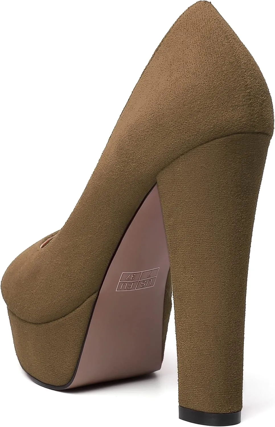 MERRORI Womens Round Toe Platform Party Suede Slip On Sexy Solid Chunky Super Super High Heel Pumps Shoes 5 Inch