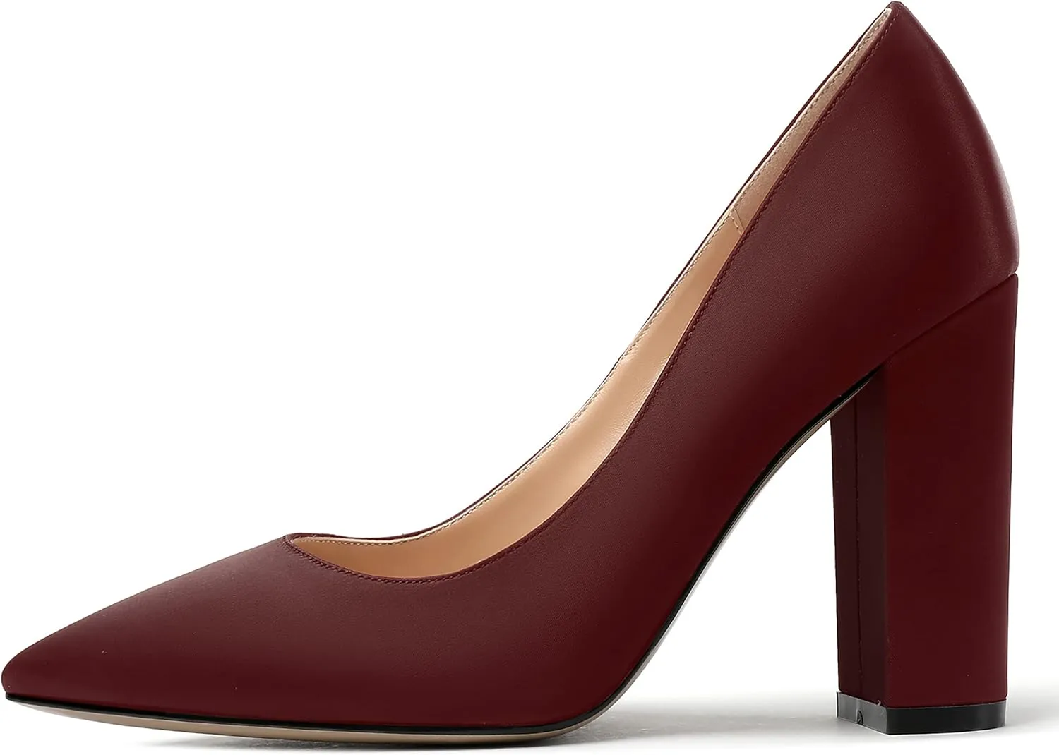 MERRORI Womens Satin Dress Elegant Square Toe Slip On Bridal Chunky High Heel Pumps Shoes 4 Inch