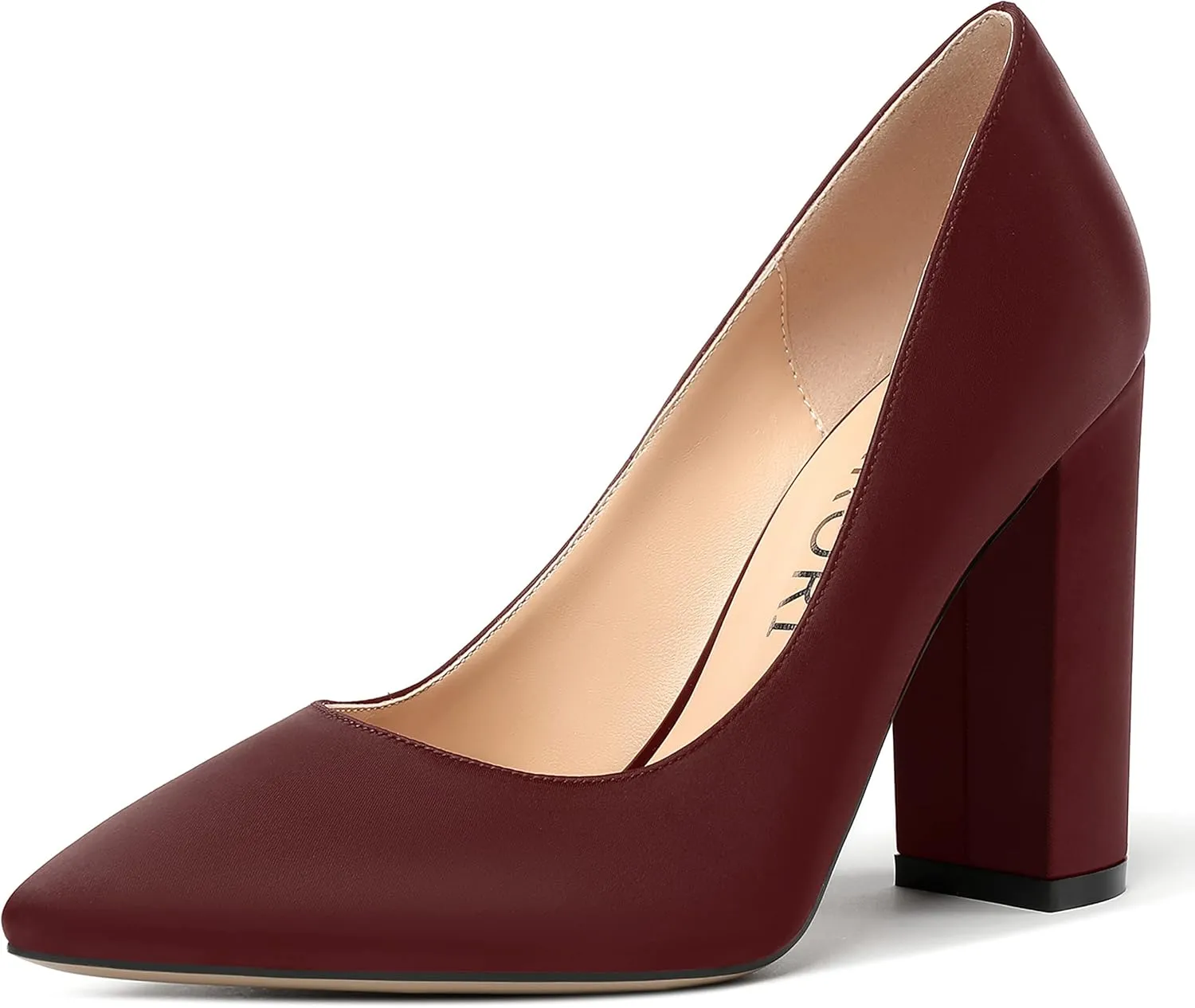 MERRORI Womens Satin Dress Elegant Square Toe Slip On Bridal Chunky High Heel Pumps Shoes 4 Inch