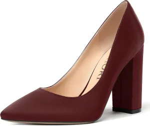 MERRORI Womens Satin Dress Elegant Square Toe Slip On Bridal Chunky High Heel Pumps Shoes 4 Inch