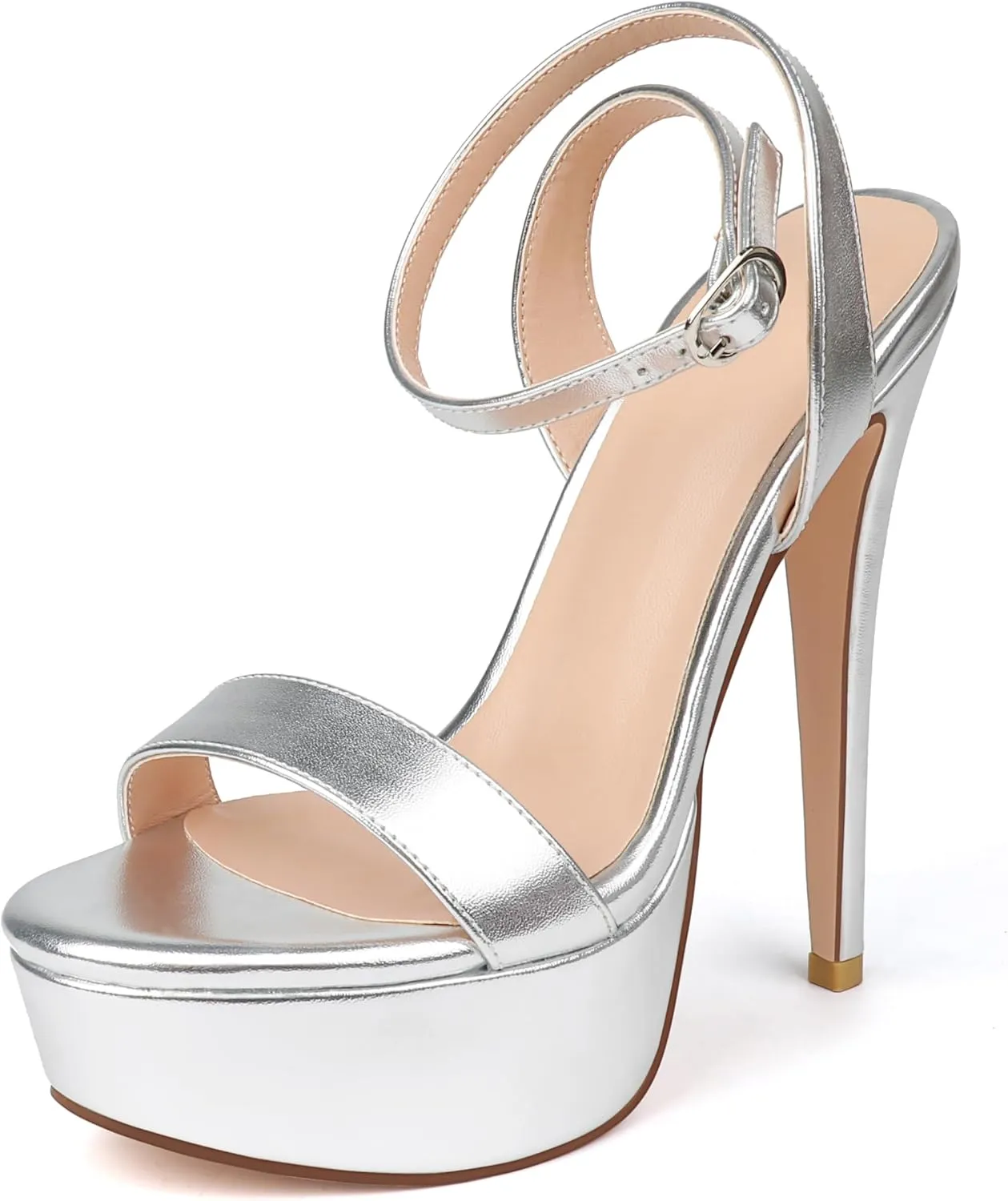 MERUMOTE Women's Platform Heels Sky High Heel Sandals Party Bridal Evening Shoes
