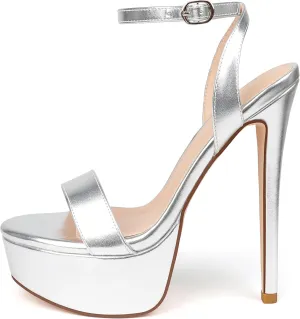 MERUMOTE Women's Platform Heels Sky High Heel Sandals Party Bridal Evening Shoes