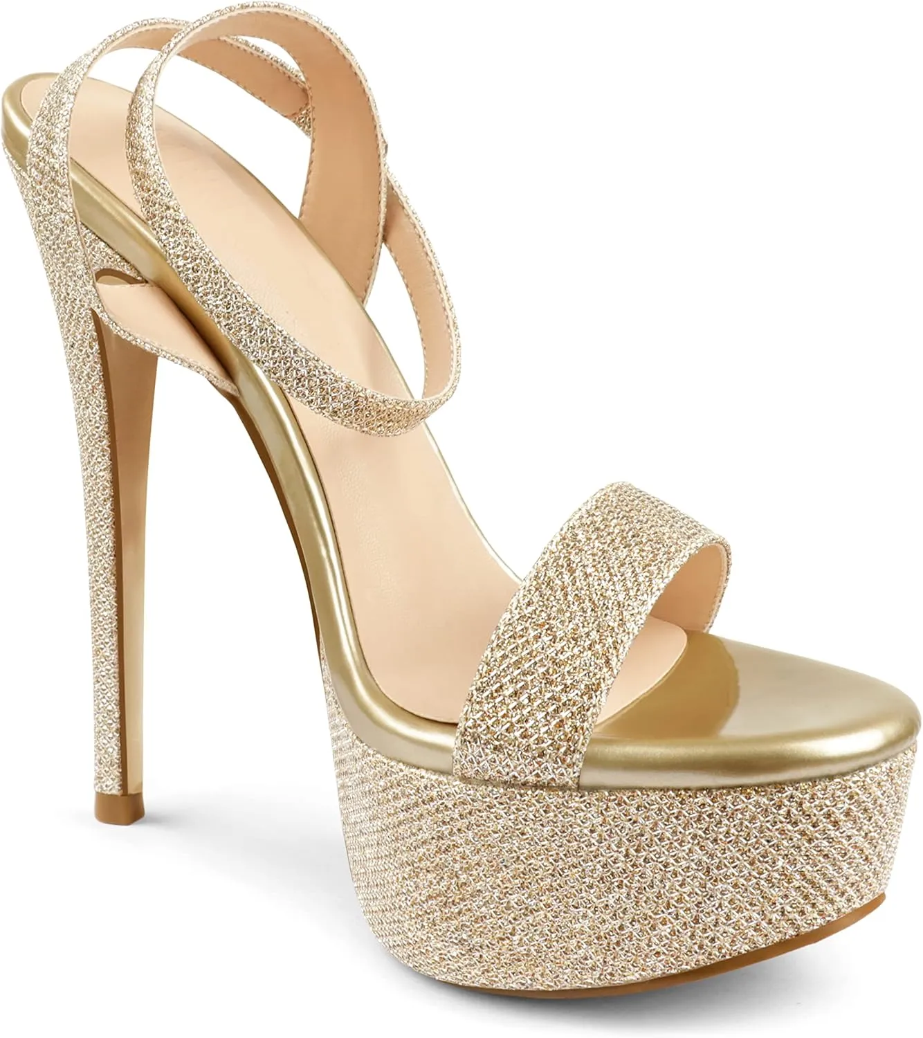MERUMOTE Women's Platform Heels Sky High Heel Sandals Party Bridal Evening Shoes
