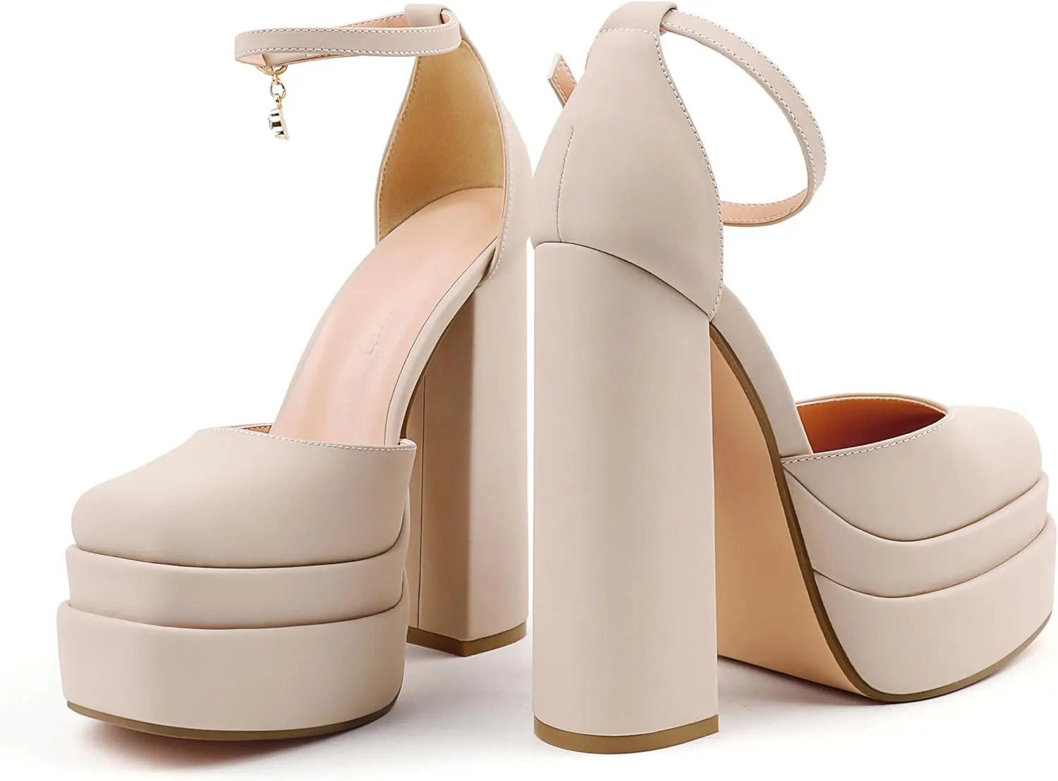 MERUMOTE Womens Sexy High Heels Platforms Pumps Square Toe Chunky Block Heels Rhinestone Party Shoes