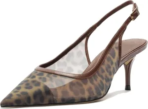 Mesh Kitten Heels for Women Slingback Design with Pointed Toe Breathable and Stylish Elegant Low Heel for Comfort and Sophistication