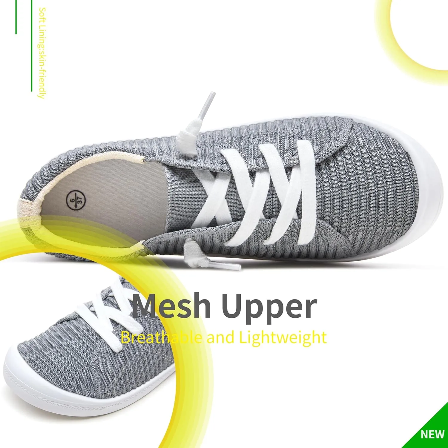 Mesh Slip On Shoes Women Comfort Knit Slip On Loafer Casual Fashion Sneaker Lightweight and Breathable Walking Flats