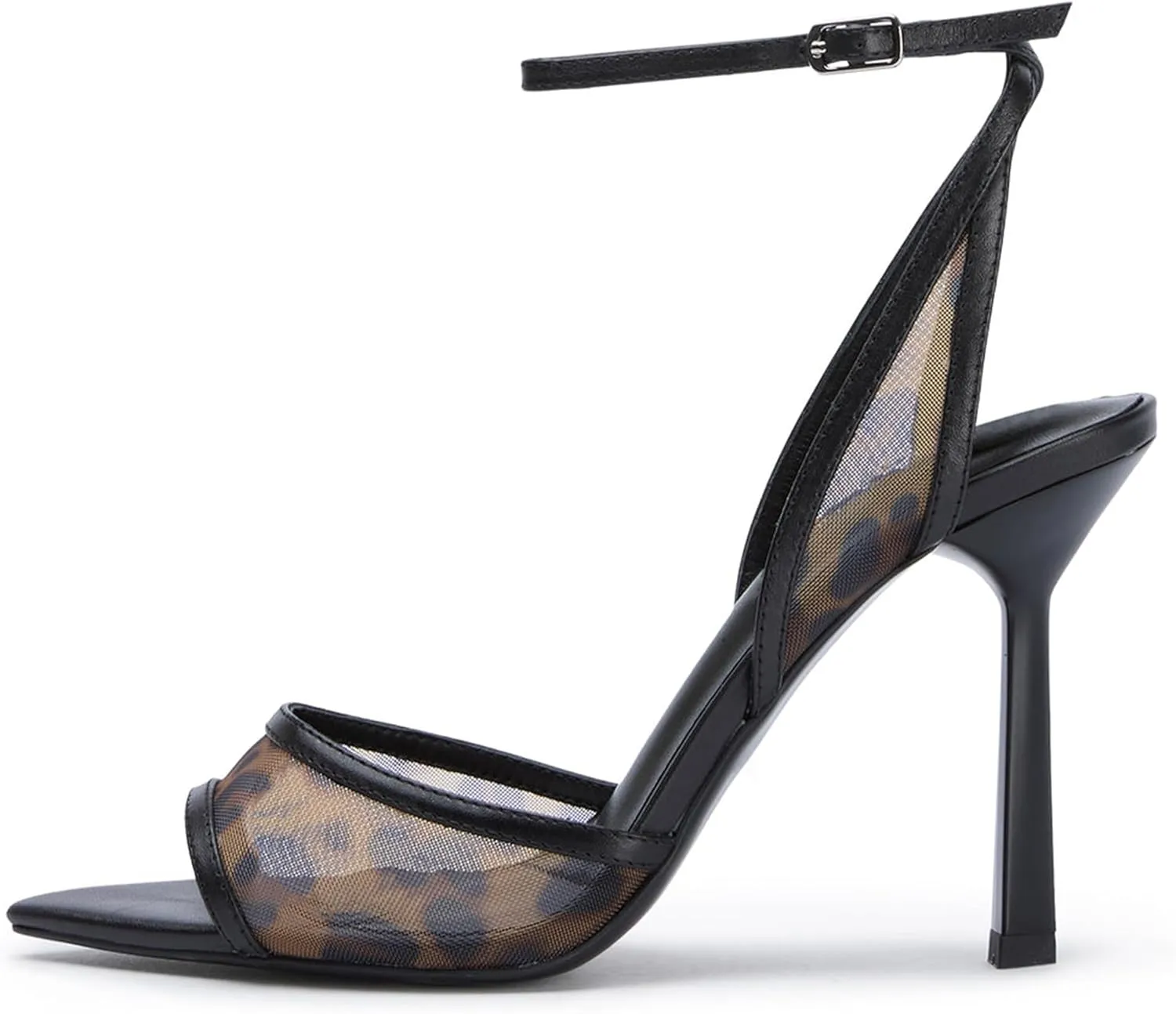 Mesh Stiletto Heeled Sandals for Women Elegant Peep Open Toe Ankle Buckle Slingback Heels Evening Party Wedding Dressy Shoes