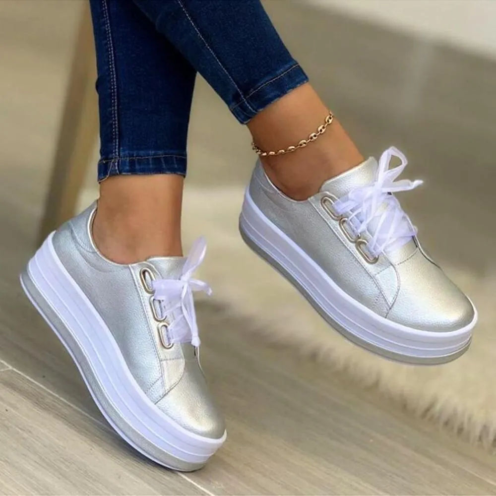Metallic Platform Sneakers | Shiny Finish | Elevated Comfort