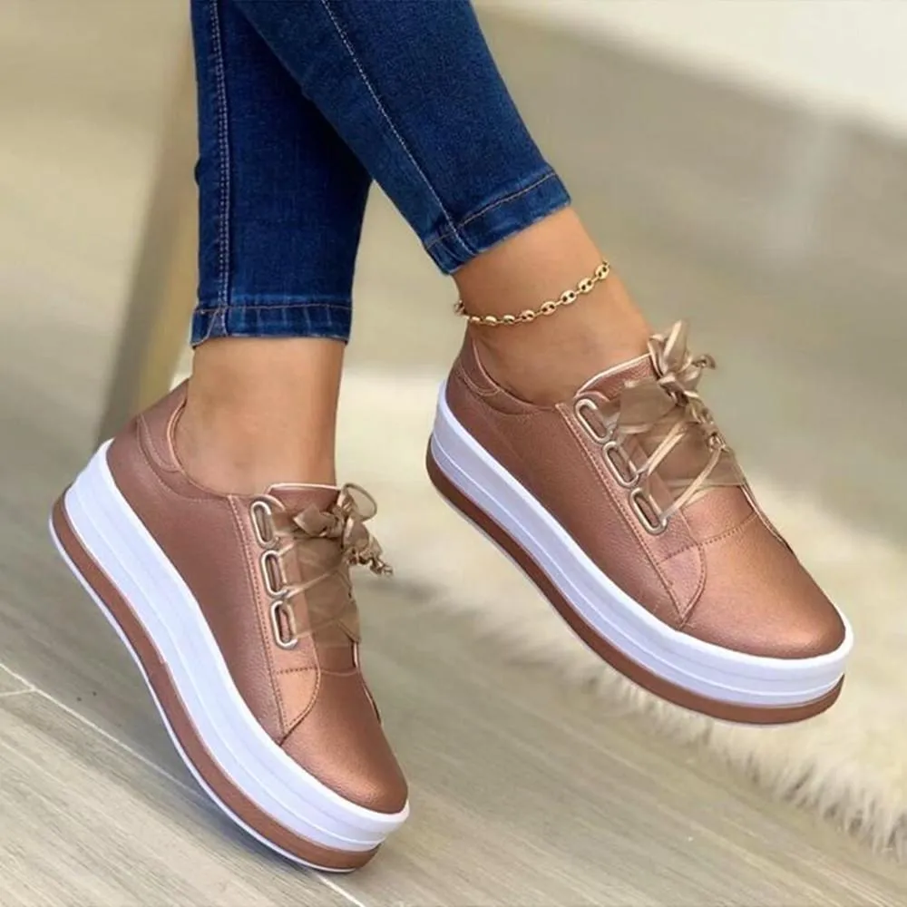 Metallic Platform Sneakers | Shiny Finish | Elevated Comfort