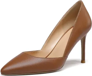 Mettesally Womens Elegant Pointy Toe High Heels Pumps D'Orsay Slip On Stilettos Heeled Party Dress Shoes