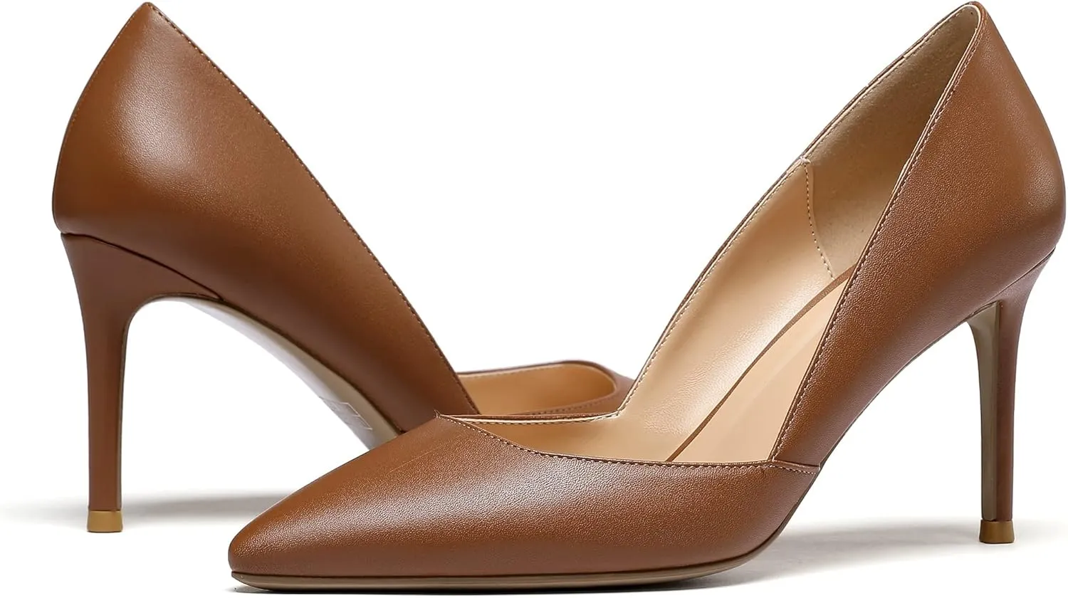 Mettesally Womens Elegant Pointy Toe High Heels Pumps D'Orsay Slip On Stilettos Heeled Party Dress Shoes