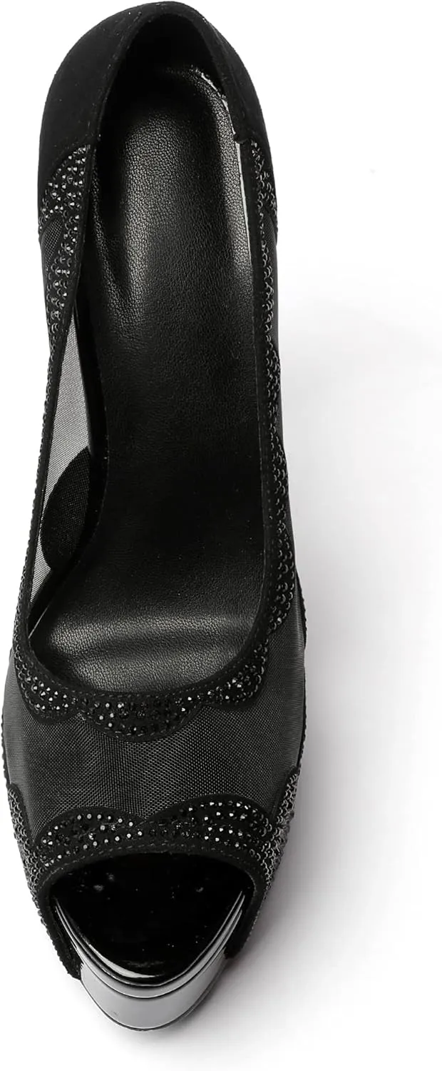 Mettesally Women's Peep Toe Platform Sandals Stiletto Heel Open Toe Pumps Party Dress Shoes