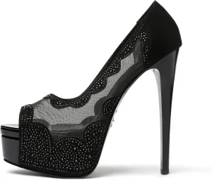 Mettesally Women's Peep Toe Platform Sandals Stiletto Heel Open Toe Pumps Party Dress Shoes