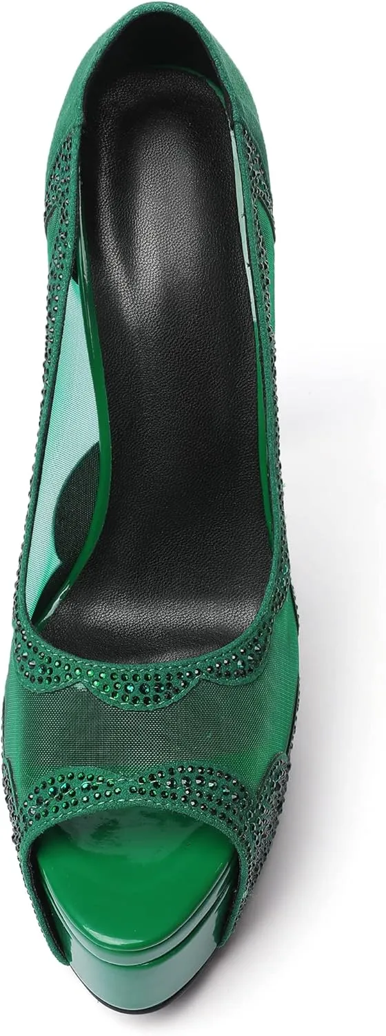Mettesally Women's Peep Toe Platform Sandals Stiletto Heel Open Toe Pumps Party Dress Shoes