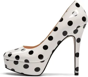 Mettesally Women's Platform High Heel Pumps Round Closed Toe Slip On Stilettos Office Elegant Party Dress Shoes