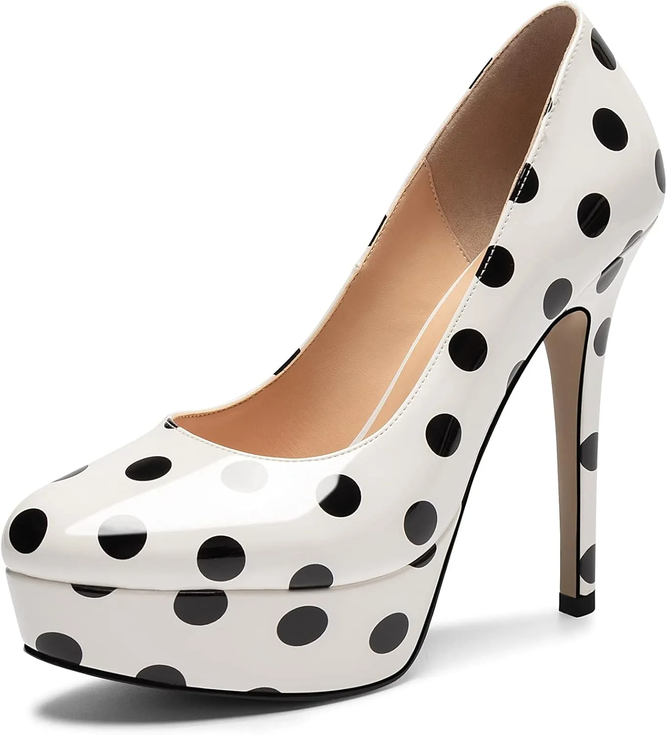 Mettesally Women's Platform High Heel Pumps Round Closed Toe Slip On Stilettos Office Elegant Party Dress Shoes