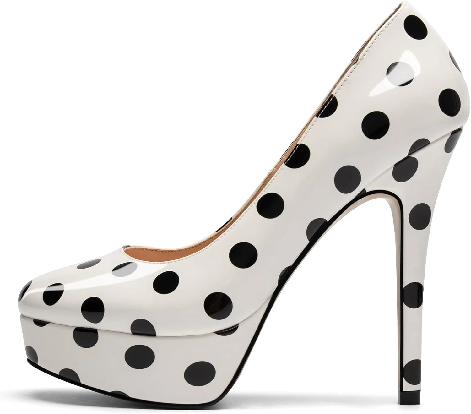 Mettesally Women's Platform High Heel Pumps Round Closed Toe Slip On Stilettos Office Elegant Party Dress Shoes