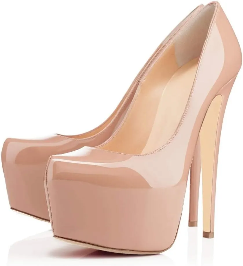 Mettesally Women's Round Toe Pumps High Heels Slip On Platform Shoes Stiletto Heel Evening Dress Shoes