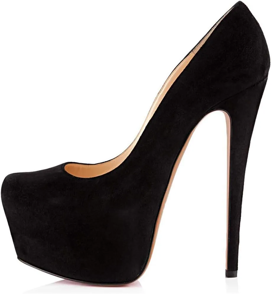 Mettesally Women's Round Toe Pumps High Heels Slip On Platform Shoes Stiletto Heel Evening Dress Shoes