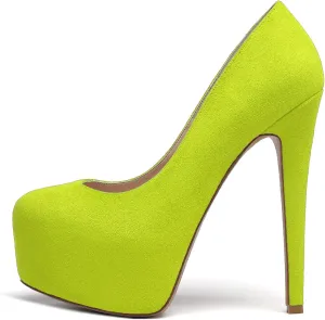 Mettesally Women's Round Toe Pumps High Heels Slip On Platform Shoes Stiletto Heel Evening Dress Shoes