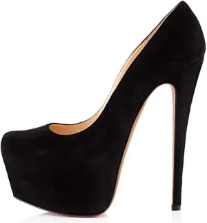 Mettesally Women's Round Toe Pumps High Heels Slip On Platform Shoes Stiletto Heel Evening Dress Shoes
