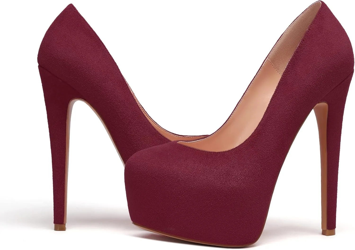 Mettesally Women's Round Toe Pumps High Heels Slip On Platform Shoes Stiletto Heel Evening Dress Shoes