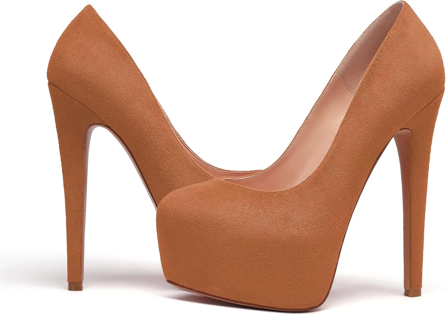 Mettesally Women's Round Toe Pumps High Heels Slip On Platform Shoes Stiletto Heel Evening Dress Shoes