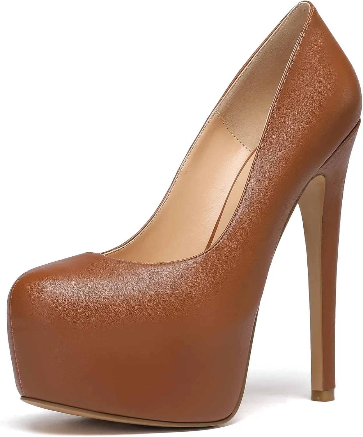 Mettesally Women's Round Toe Pumps High Heels Slip On Platform Shoes Stiletto Heel Evening Dress Shoes