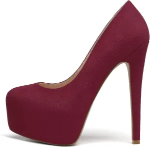 Mettesally Women's Round Toe Pumps High Heels Slip On Platform Shoes Stiletto Heel Evening Dress Shoes