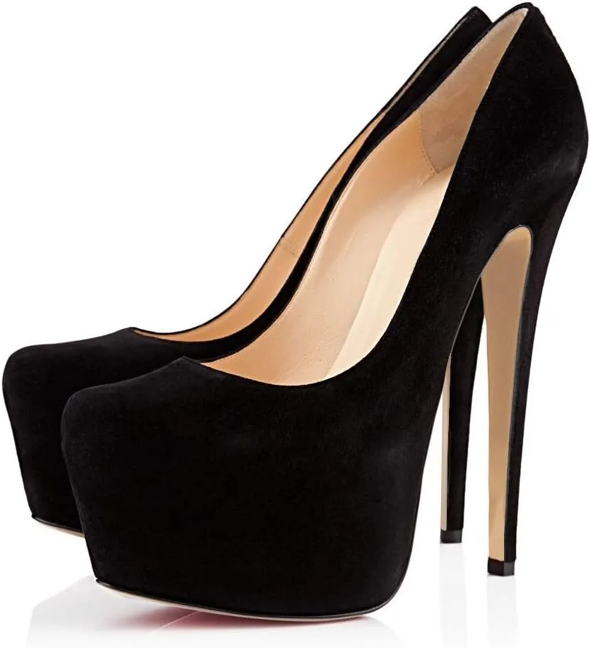 Mettesally Women's Round Toe Pumps High Heels Slip On Platform Shoes Stiletto Heel Evening Dress Shoes