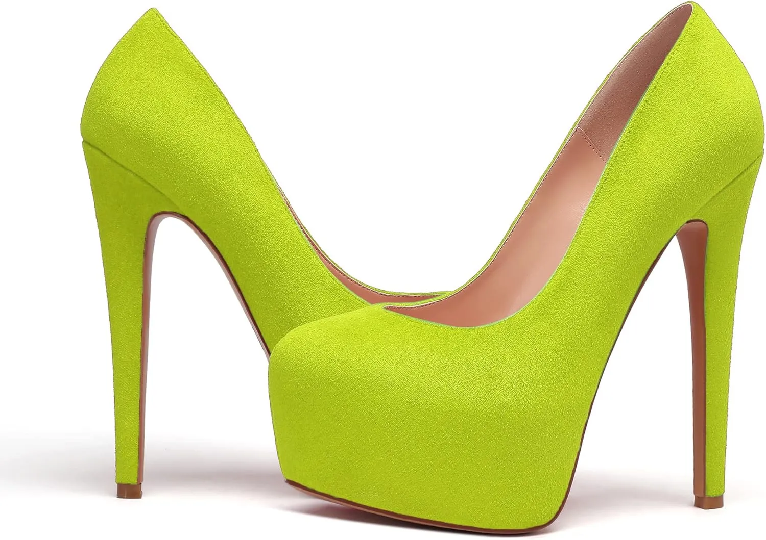 Mettesally Women's Round Toe Pumps High Heels Slip On Platform Shoes Stiletto Heel Evening Dress Shoes