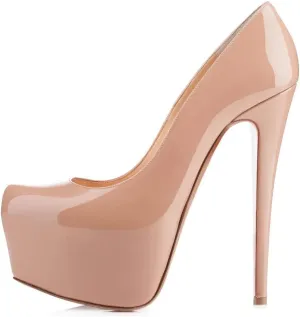 Mettesally Women's Round Toe Pumps High Heels Slip On Platform Shoes Stiletto Heel Evening Dress Shoes