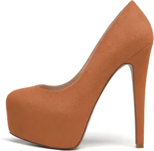 Mettesally Women's Round Toe Pumps High Heels Slip On Platform Shoes Stiletto Heel Evening Dress Shoes