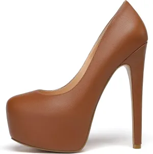 Mettesally Women's Round Toe Pumps High Heels Slip On Platform Shoes Stiletto Heel Evening Dress Shoes